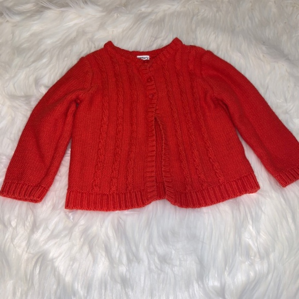 Carter’s red cardigan sweater — 18 months